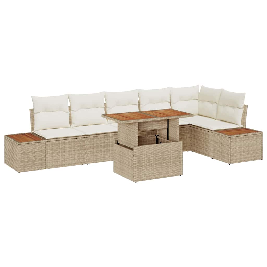 Tuin Eetset met kussen 7 pcs Beige en Crème is nu te koop bij PeponiXL, paradijselijk wonen!