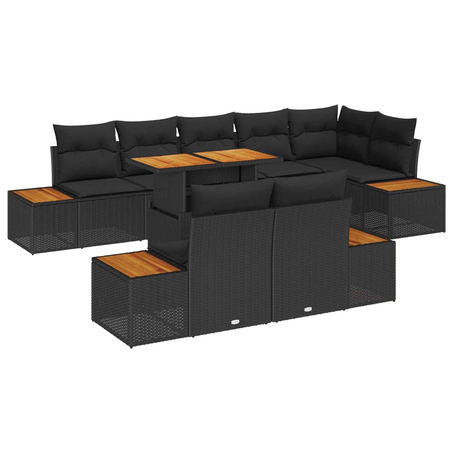 Tuin Eetset met kussen 9 pcs Zwart en Bruin is nu te koop bij PeponiXL, paradijselijk wonen!