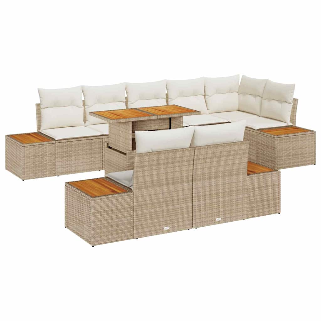 Tuin Eetset met kussen 9 pcs Beige en Crème is nu te koop bij PeponiXL, paradijselijk wonen!