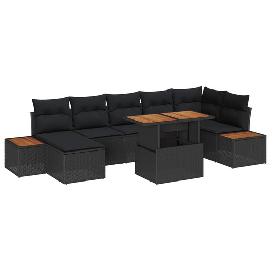 Tuin Eetset met kussen 8 pcs Zwart en Bruin is nu te koop bij PeponiXL, paradijselijk wonen!