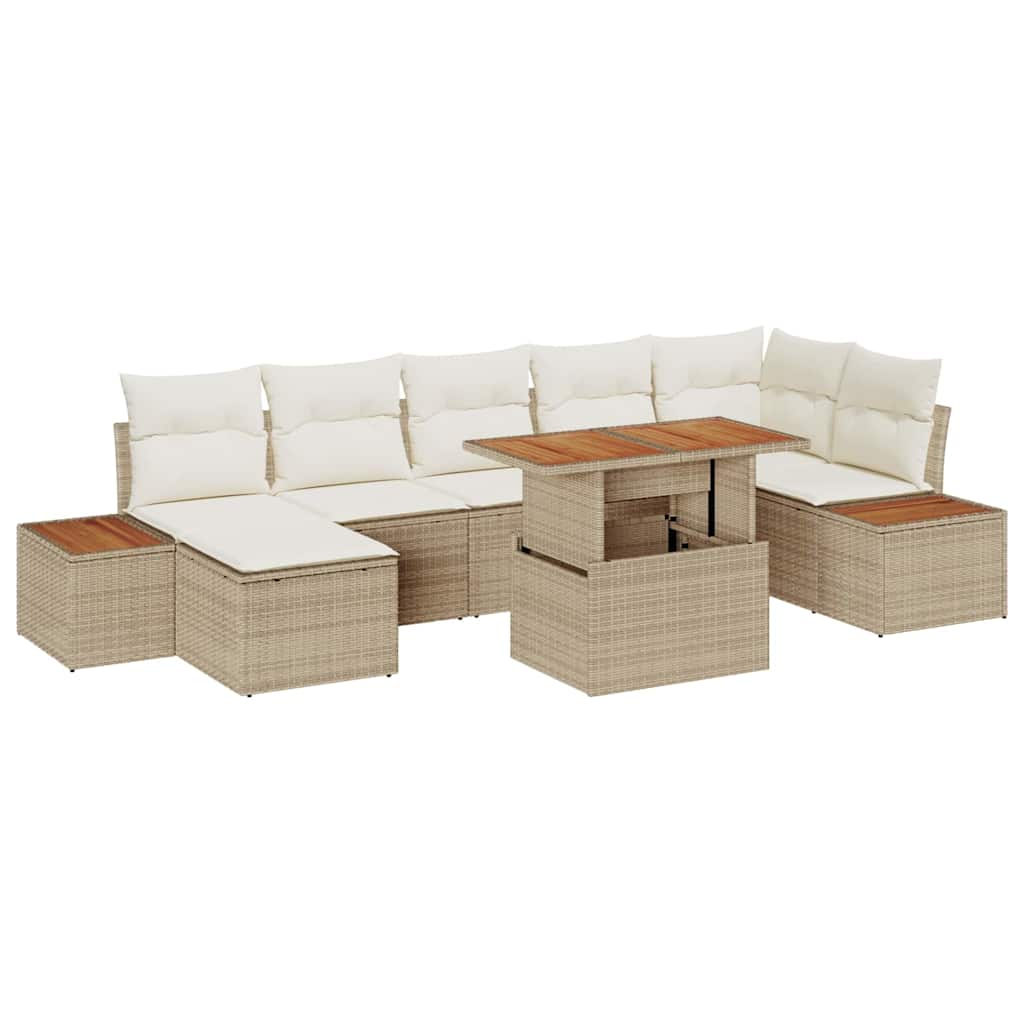 Tuin Eetset met kussen 8 pcs Beige en Crème is nu te koop bij PeponiXL, paradijselijk wonen!