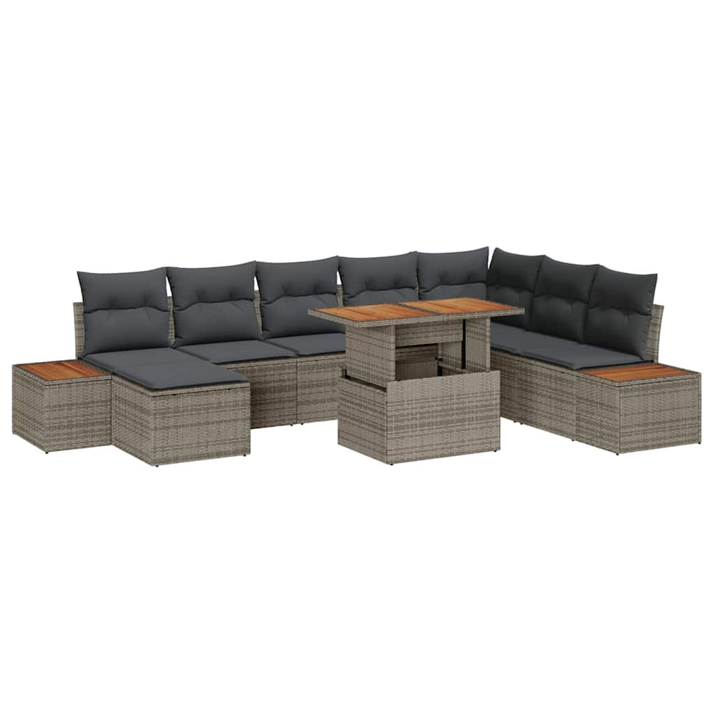 Tuin Eetset met kussen 9 pcs Grijs en Bruin is nu te koop bij PeponiXL, paradijselijk wonen!