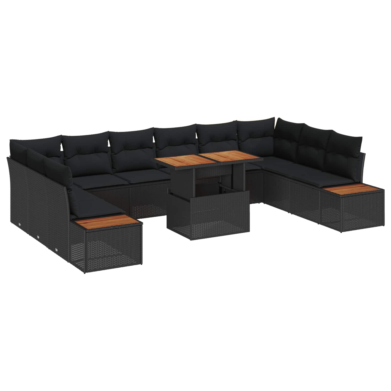 Tuin Eetset met kussen 11 pcs Zwart en Bruin is nu te koop bij PeponiXL, paradijselijk wonen!