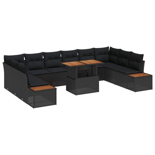 Tuin Eetset met kussen 11 pcs Zwart en Bruin is nu te koop bij PeponiXL, paradijselijk wonen!