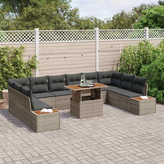 Tuin Eetset met kussen 11 pcs Grijs en Bruin is nu te koop bij PeponiXL, paradijselijk wonen!