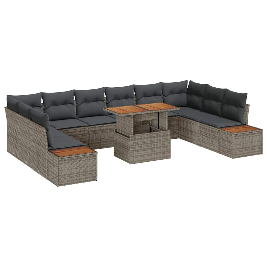 Tuin Eetset met kussen 11 pcs Grijs en Bruin is nu te koop bij PeponiXL, paradijselijk wonen!