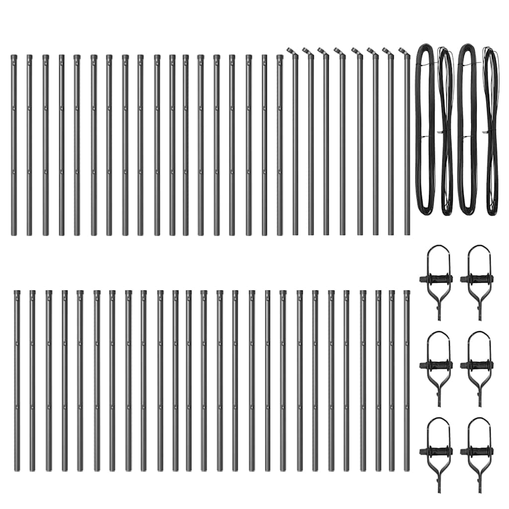 Afrasteringspaal 52 pcs Grijs 3,2 x 3,2 x 120 cm is nu te koop bij PeponiXL, paradijselijk wonen!