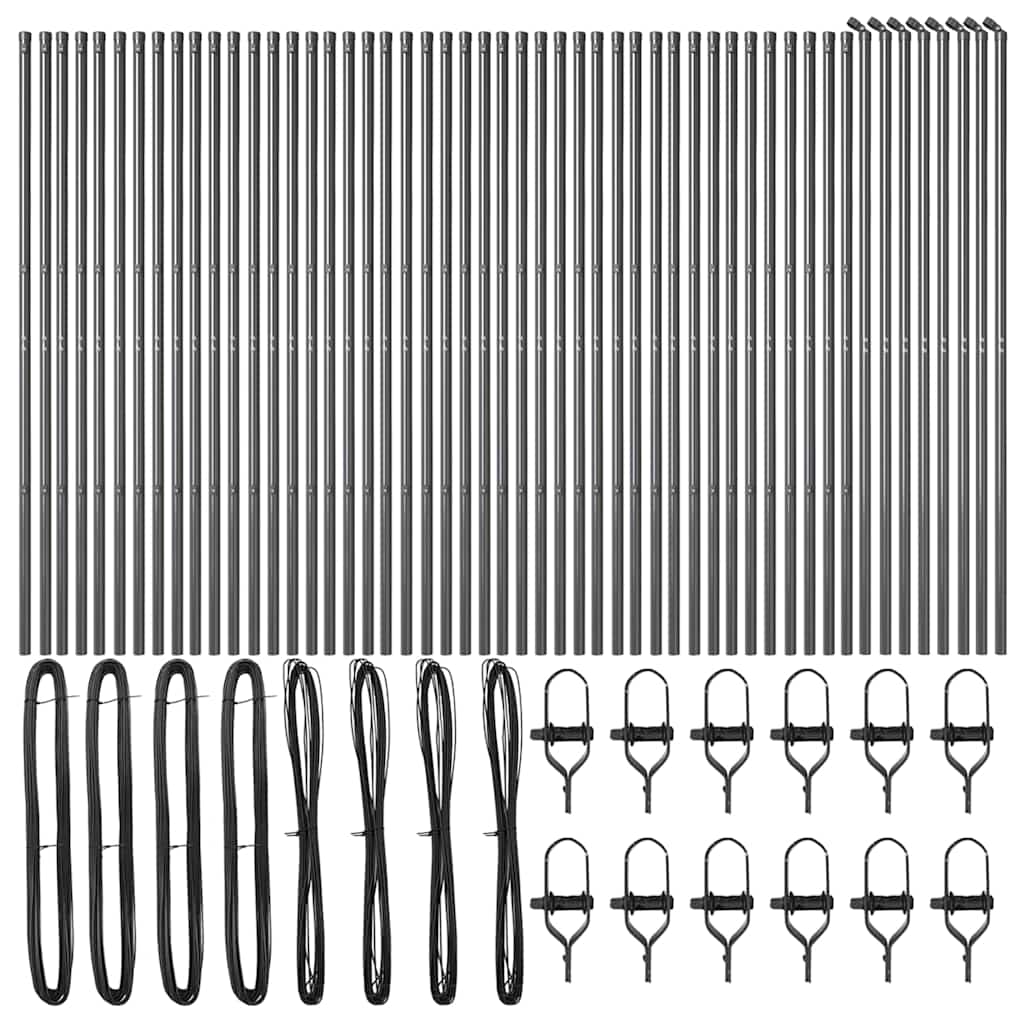 Afrasteringspaal 52 pcs Grijs 3,2 x 3,2 x 200 cm is nu te koop bij PeponiXL, paradijselijk wonen!