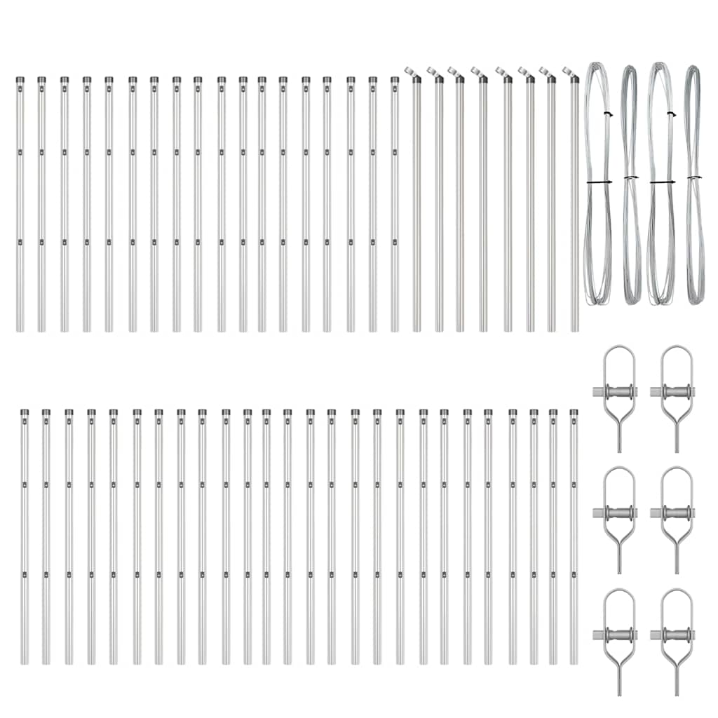 Afrasteringspaal 52 pcs Grijs 3,2 x 3,2 x 80 cm is nu te koop bij PeponiXL, paradijselijk wonen!