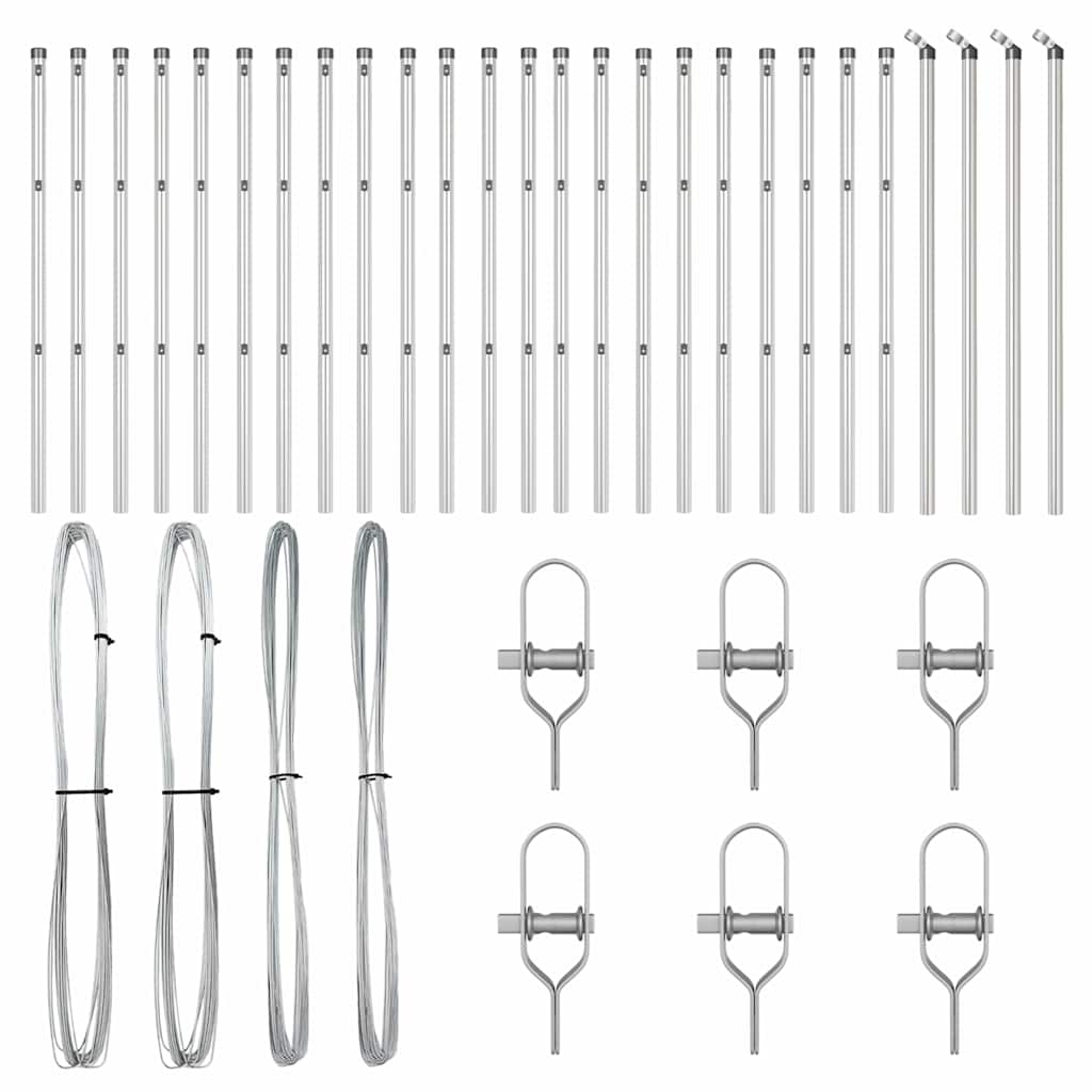 Afrasteringspaal 26 pcs Grijs 3,2 x 3,2 x 120 cm is nu te koop bij PeponiXL, paradijselijk wonen!
