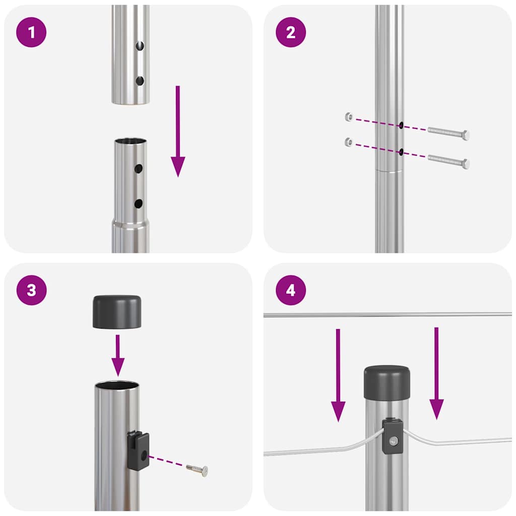 Afrasteringspaal 52 pcs Grijs 3,2 x 3,2 x 200 cm is nu te koop bij PeponiXL, paradijselijk wonen!