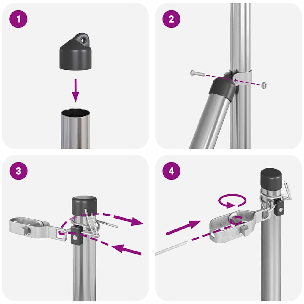 Afrasteringspaal 52 pcs Grijs 3,2 x 3,2 x 200 cm is nu te koop bij PeponiXL, paradijselijk wonen!