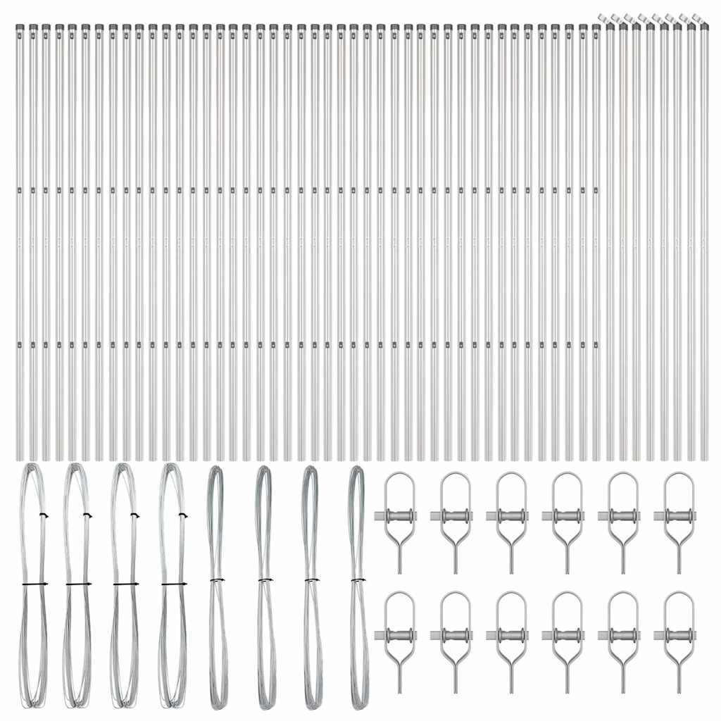 Afrasteringspaal 52 pcs Grijs 3,2 x 3,2 x 210 cm is nu te koop bij PeponiXL, paradijselijk wonen!