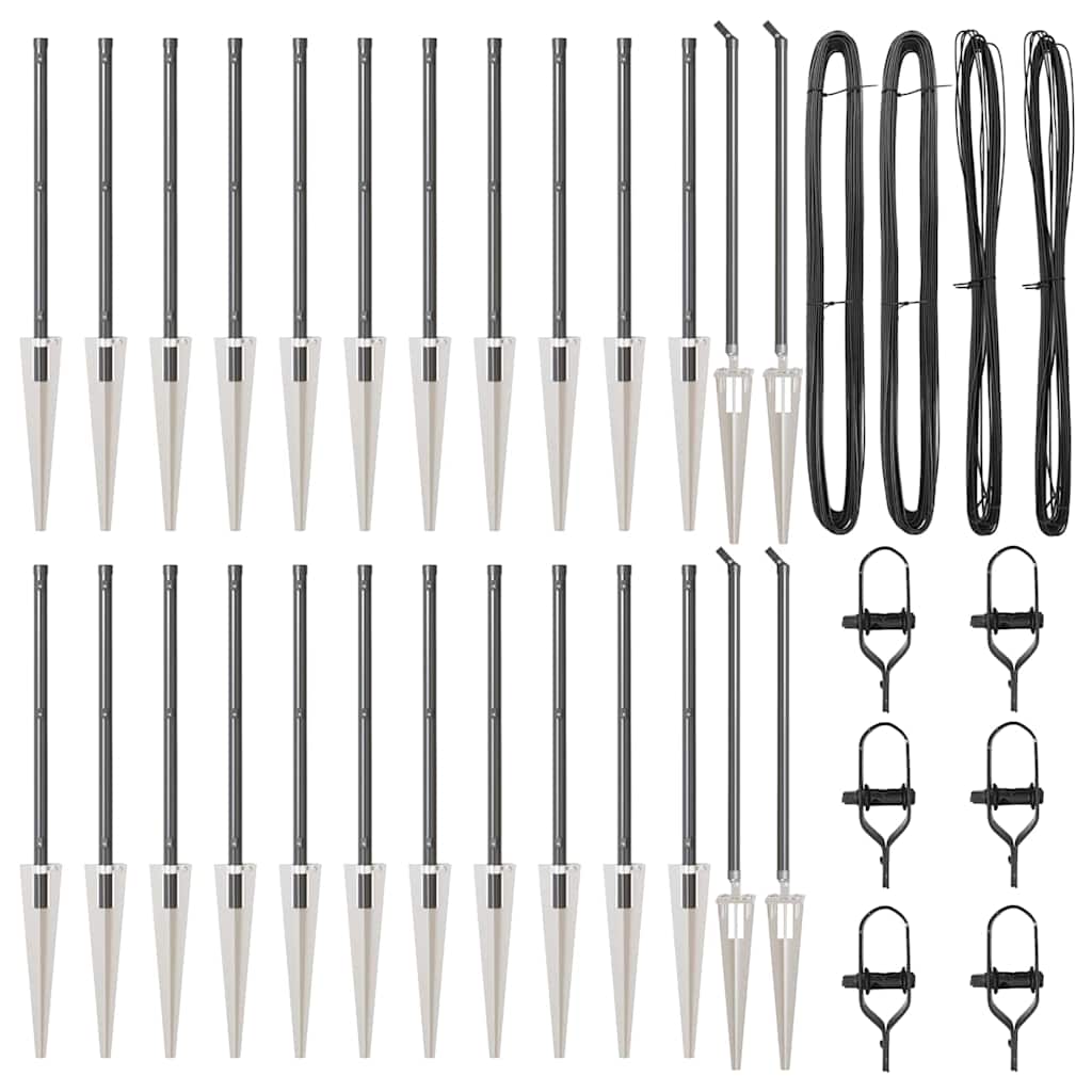 Afrasteringspaal 26 pcs Grijs 3,2 x 3,2 x 105 cm is nu te koop bij PeponiXL, paradijselijk wonen!