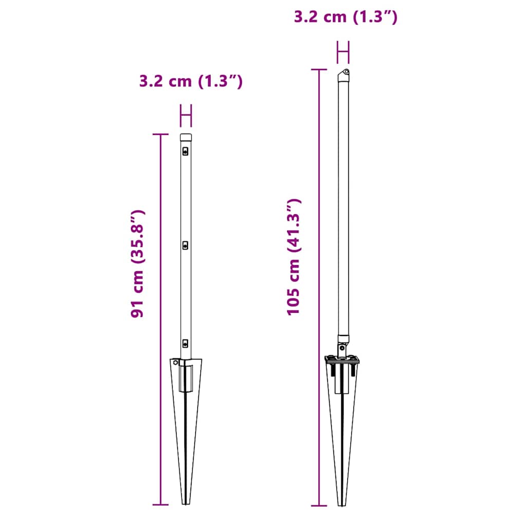 Afrasteringspaal 26 pcs Grijs 3,2 x 3,2 x 105 cm is nu te koop bij PeponiXL, paradijselijk wonen!