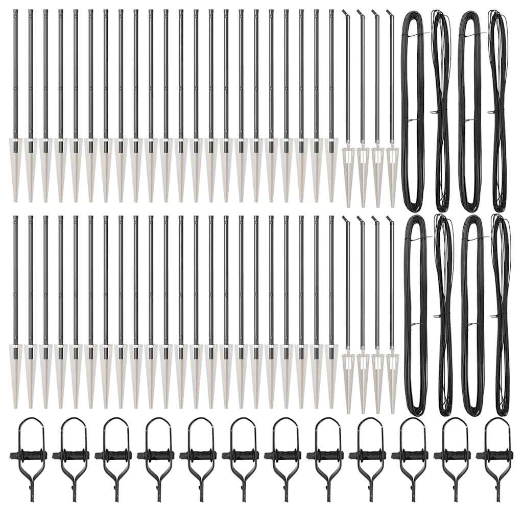 Afrasteringspaal 52 pcs Grijs 3,2 x 3,2 x 165 cm is nu te koop bij PeponiXL, paradijselijk wonen!