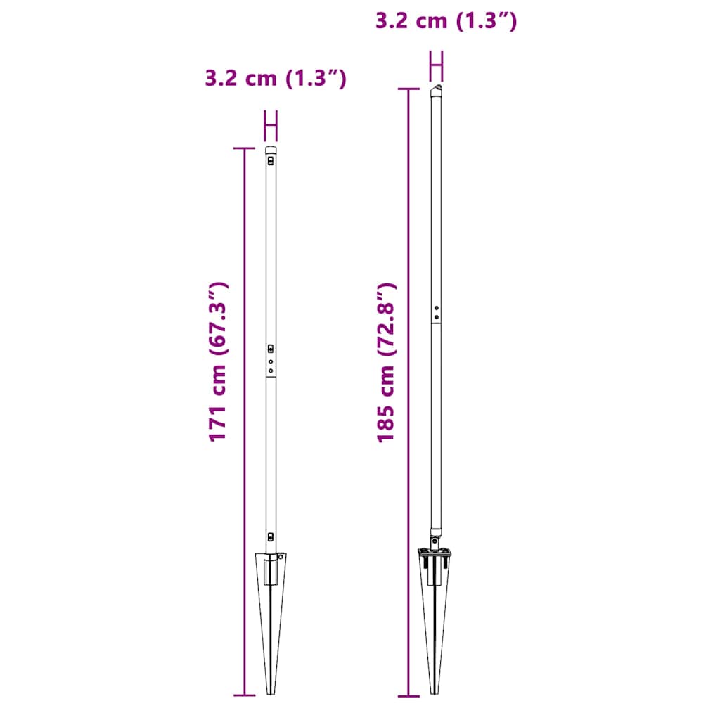 Afrasteringspaal 26 pcs Grijs 3,2 x 3,2 x 185 cm is nu te koop bij PeponiXL, paradijselijk wonen!