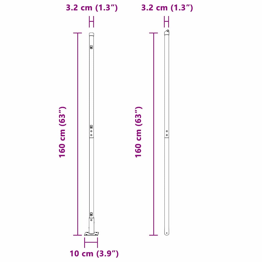 Afrasteringspaal 52 pcs Grijs 3,2 x 3,2 x 160 cm is nu te koop bij PeponiXL, paradijselijk wonen!
