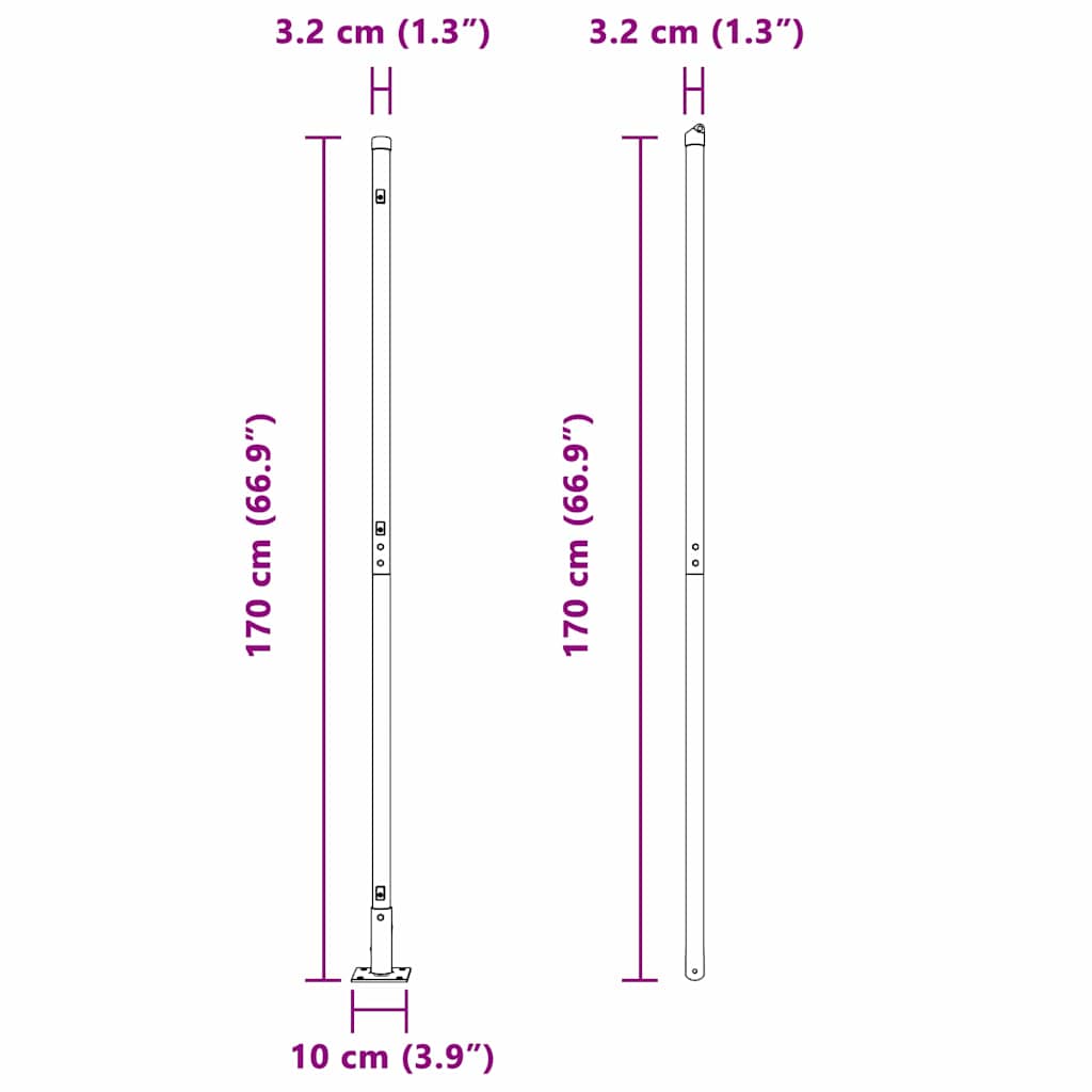 Afrasteringspaal 52 pcs Grijs 3,2 x 3,2 x 170 cm is nu te koop bij PeponiXL, paradijselijk wonen!