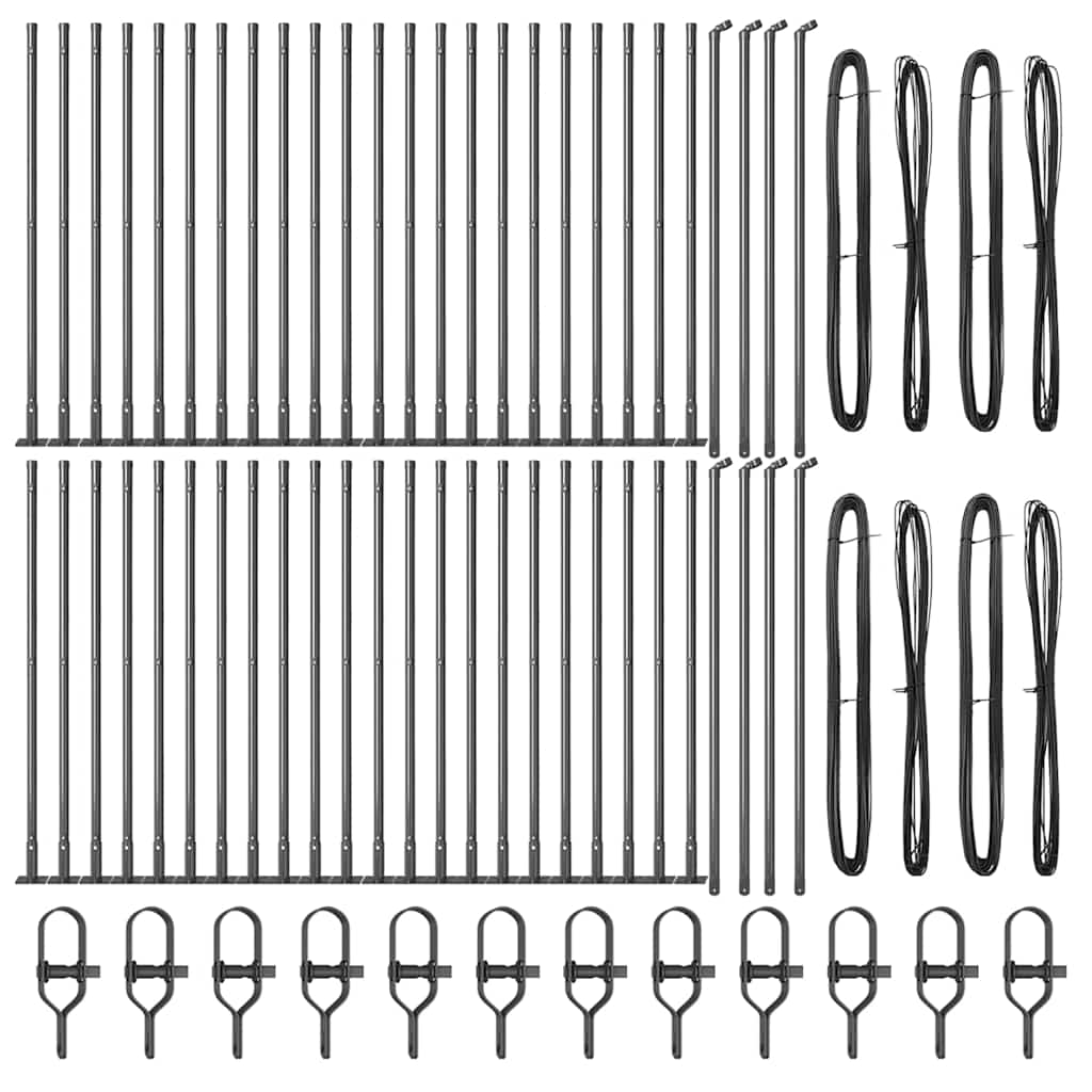 Afrasteringspaal 52 pcs Grijs 3,2 x 3,2 x 110 cm is nu te koop bij PeponiXL, paradijselijk wonen!