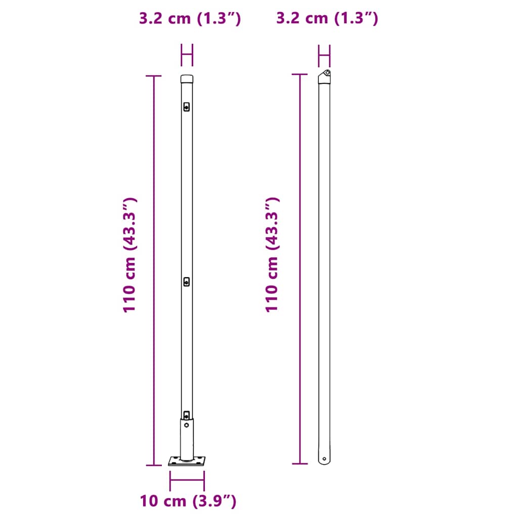 Afrasteringspaal 52 pcs Grijs 3,2 x 3,2 x 110 cm is nu te koop bij PeponiXL, paradijselijk wonen!