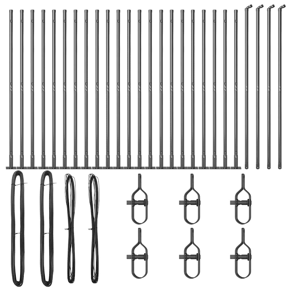 Afrasteringspaal 26 pcs Grijs 3,2 x 3,2 x 130 cm is nu te koop bij PeponiXL, paradijselijk wonen!