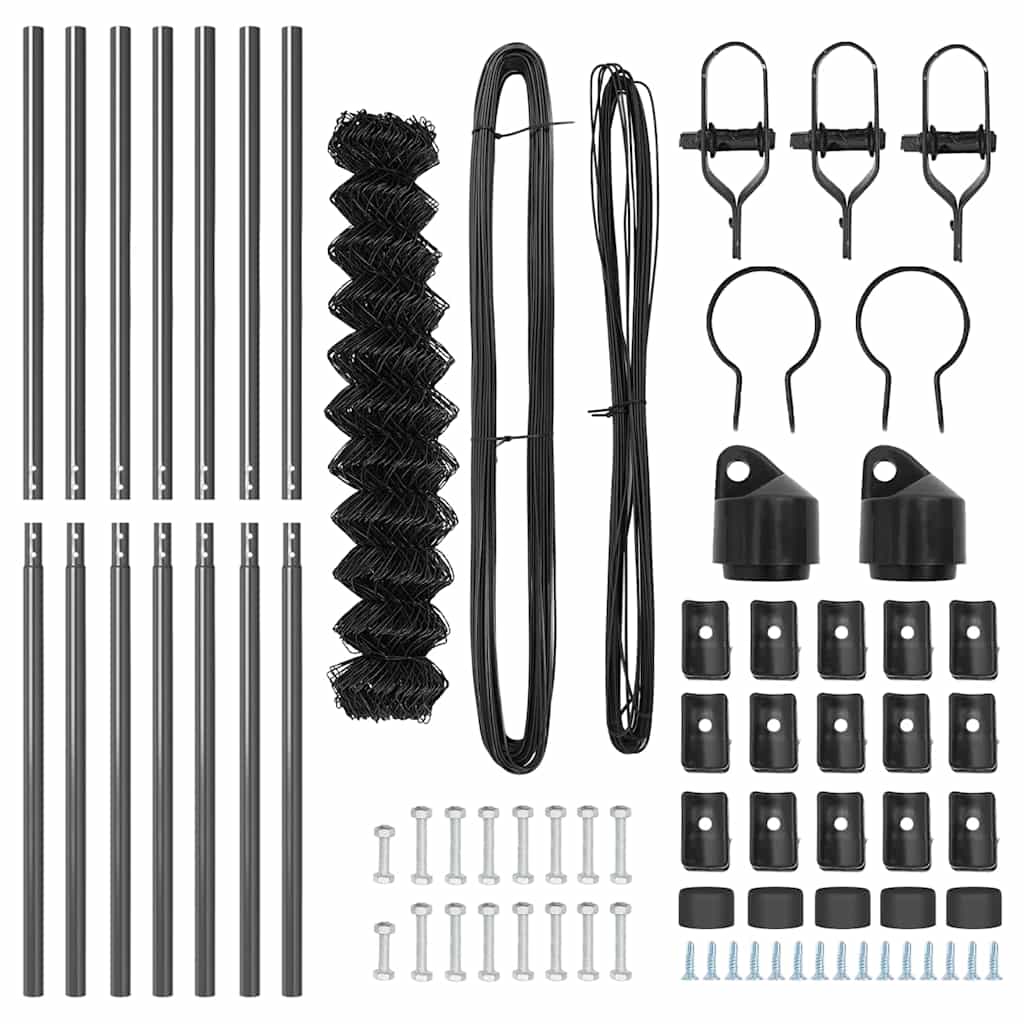 Afrasteringspaal Grijs 10 x 1 m (40 x 40 mm gaas) Staal en PVC is nu te koop bij PeponiXL, paradijselijk wonen!