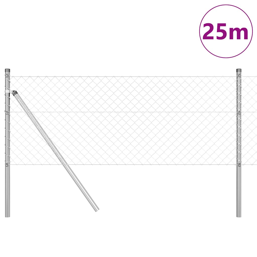 Afrasteringspaal Zilver 25 x 0,4 m (40 x 40 mm gaas) Staal is nu te koop bij PeponiXL, paradijselijk wonen!