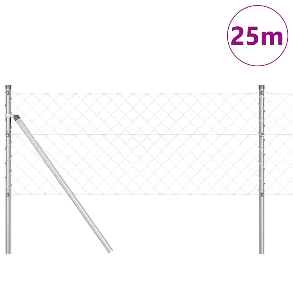 Afrasteringspaal Zilver 25 x 0,8 m (60 x 60 mm gaas) Staal is nu te koop bij PeponiXL, paradijselijk wonen!