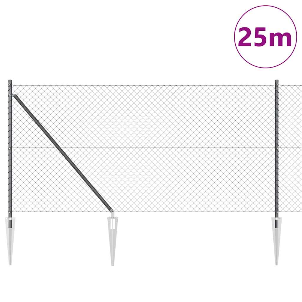 Afrasteringspaal Grijs 25 x 1 m (40 x 40 mm gaas) Staal en PVC is nu te koop bij PeponiXL, paradijselijk wonen!