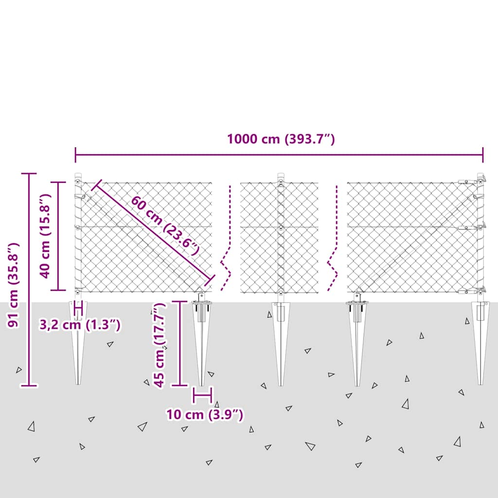 Afrasteringspaal Zilver 10 x 0,4 m (40 x 40 mm gaas) Staal is nu te koop bij PeponiXL, paradijselijk wonen!