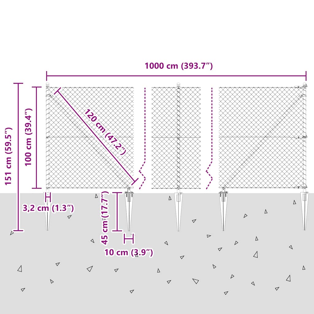 Afrasteringspaal Zilver 10 x 1 m (40 x 40 mm gaas) Staal is nu te koop bij PeponiXL, paradijselijk wonen!