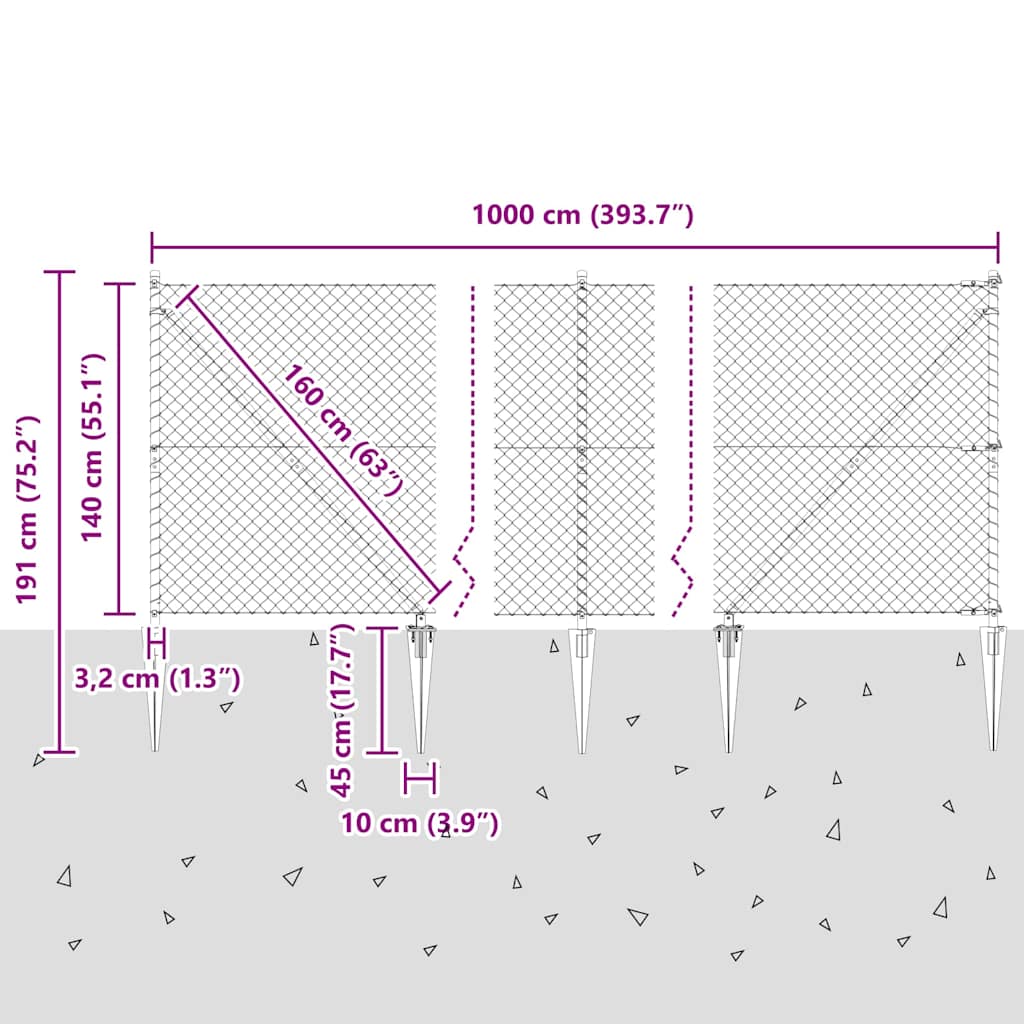 Afrasteringspaal Zilver 10 x 1,4 m (40 x 40 mm gaas) Staal is nu te koop bij PeponiXL, paradijselijk wonen!