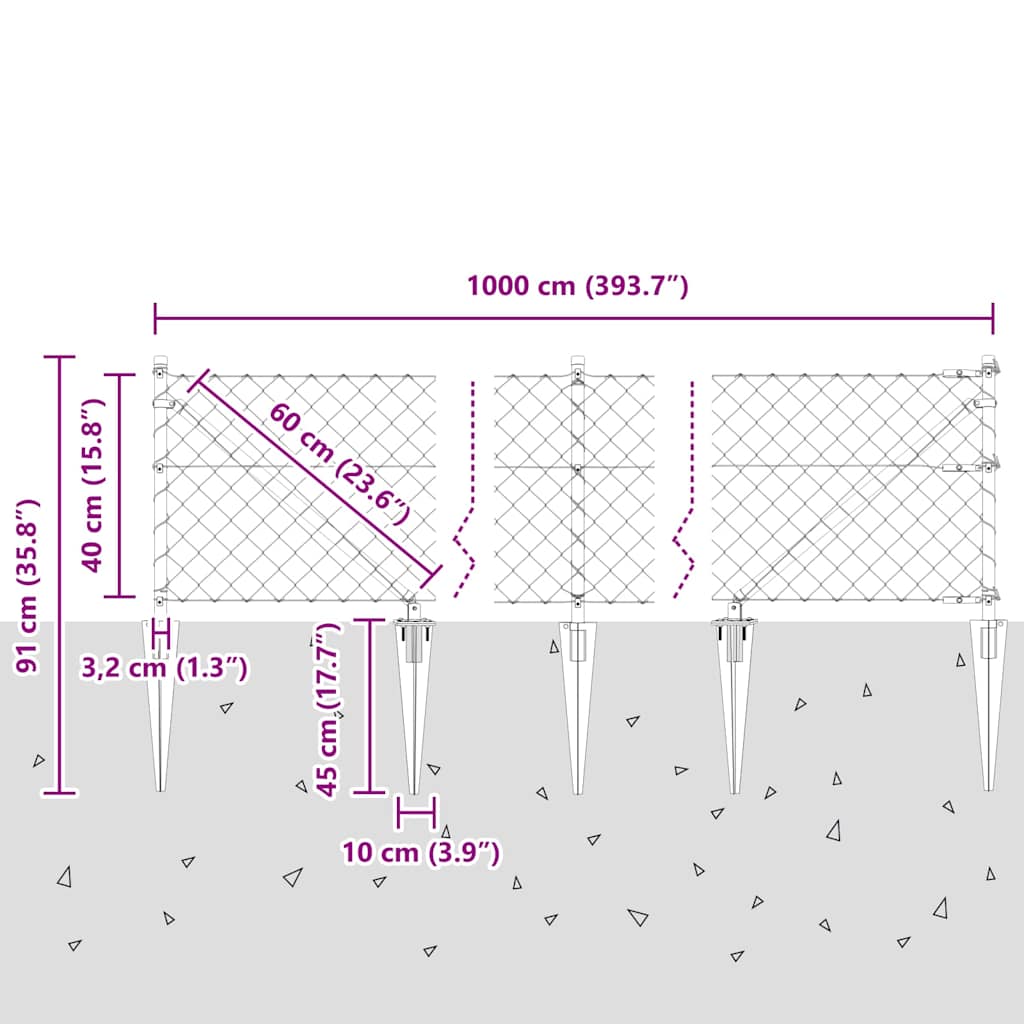 Afrasteringspaal Zilver 10 x 0,4 m (60 x 60 mm gaas) Staal is nu te koop bij PeponiXL, paradijselijk wonen!