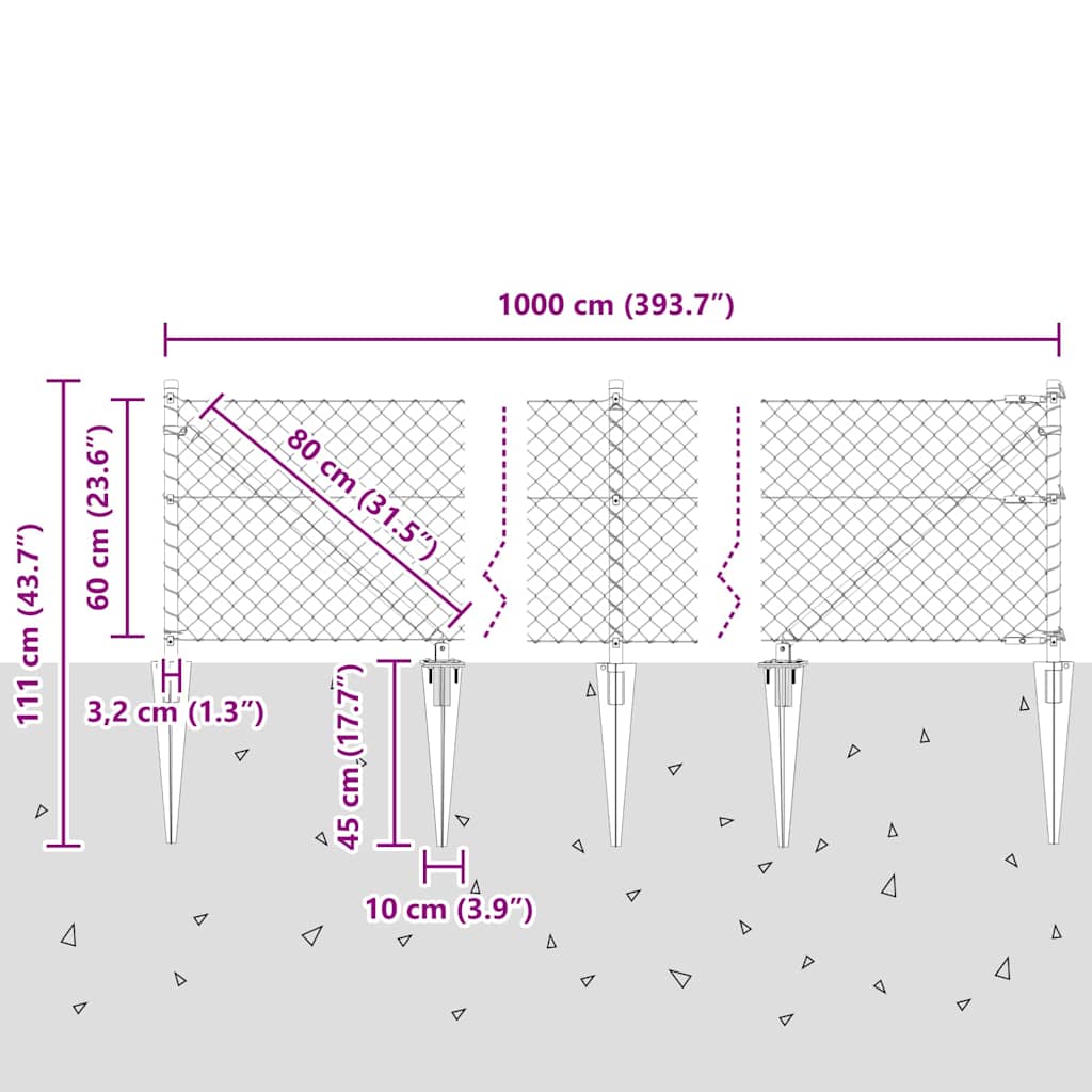 Afrasteringspaal Zilver 10 x 0,6 m (60 x 60 mm gaas) Staal is nu te koop bij PeponiXL, paradijselijk wonen!