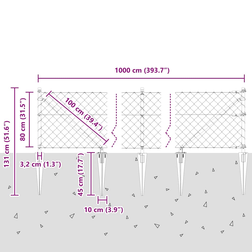 Afrasteringspaal Zilver 10 x 0,8 m (60 x 60 mm gaas) Staal is nu te koop bij PeponiXL, paradijselijk wonen!