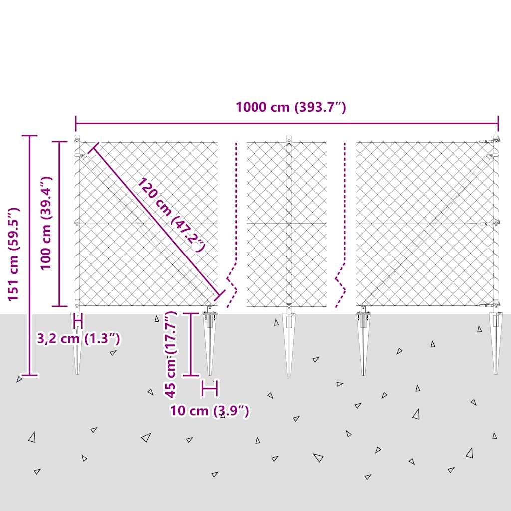 Afrasteringspaal Zilver 10 x 1 m (60 x 60 mm gaas) Staal is nu te koop bij PeponiXL, paradijselijk wonen!