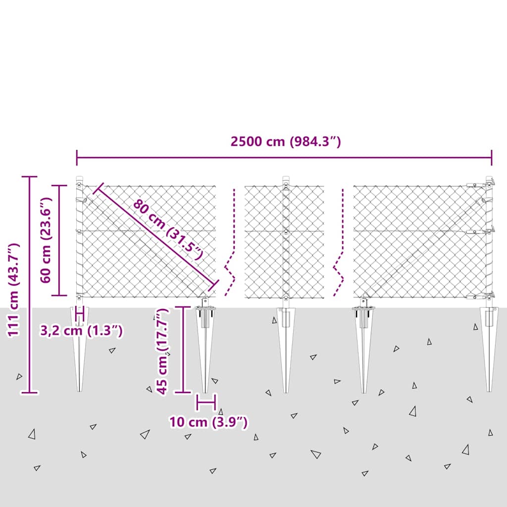 Afrasteringspaal Zilver 25 x 0,6 m (40 x 40 mm gaas) Staal is nu te koop bij PeponiXL, paradijselijk wonen!
