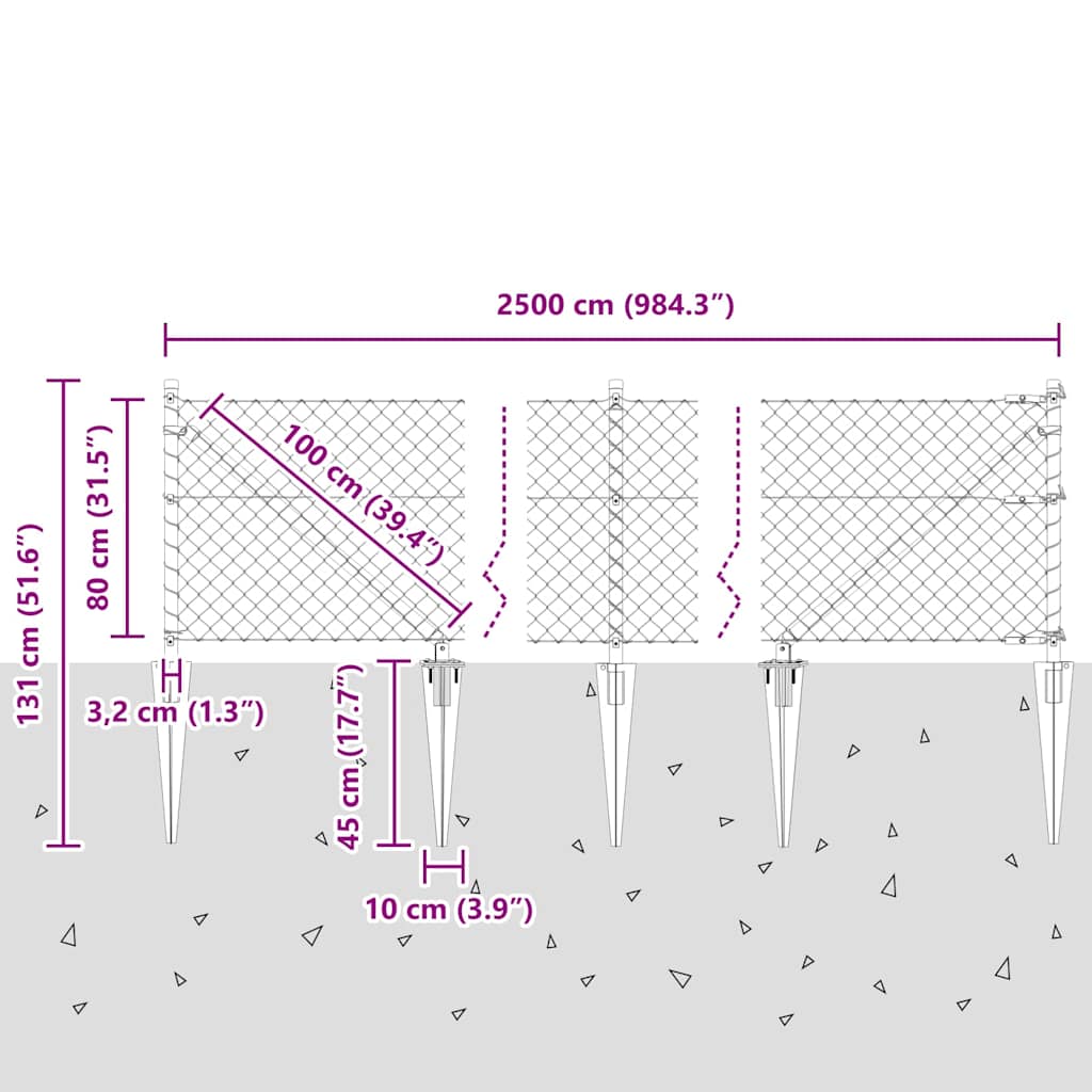 Afrasteringspaal Zilver 25 x 0,8 m (40 x 40 mm gaas) Staal is nu te koop bij PeponiXL, paradijselijk wonen!