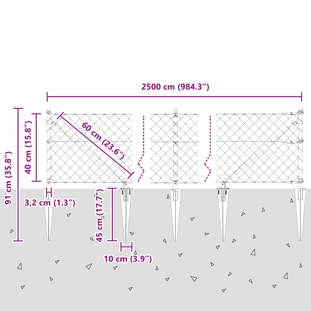 Afrasteringspaal Zilver 25 x 0,4 m (60 x 60 mm gaas) Staal is nu te koop bij PeponiXL, paradijselijk wonen!