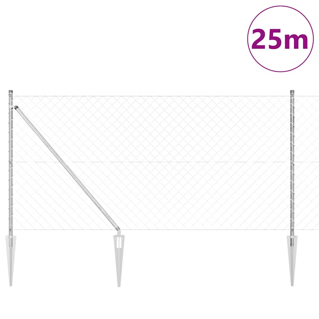 Afrasteringspaal Zilver 25 x 1 m (60 x 60 mm gaas) Staal is nu te koop bij PeponiXL, paradijselijk wonen!