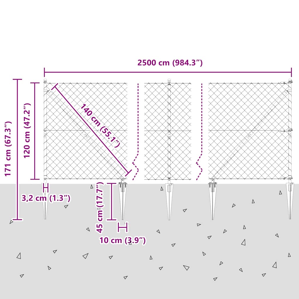 Afrasteringspaal Zilver 25 x 1,2 m (60 x 60 mm gaas) Staal is nu te koop bij PeponiXL, paradijselijk wonen!