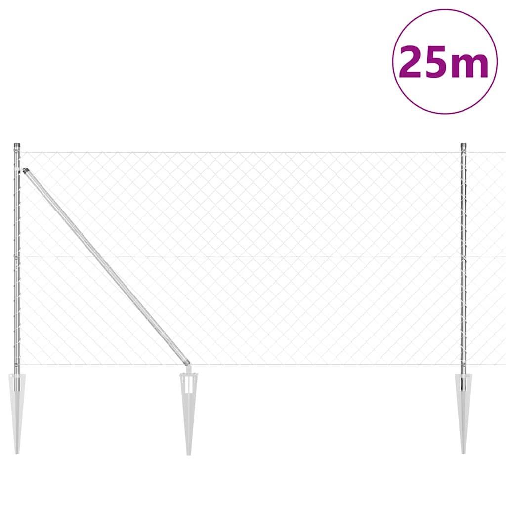 Afrasteringspaal Zilver 25 x 1,2 m (60 x 60 mm gaas) Staal is nu te koop bij PeponiXL, paradijselijk wonen!