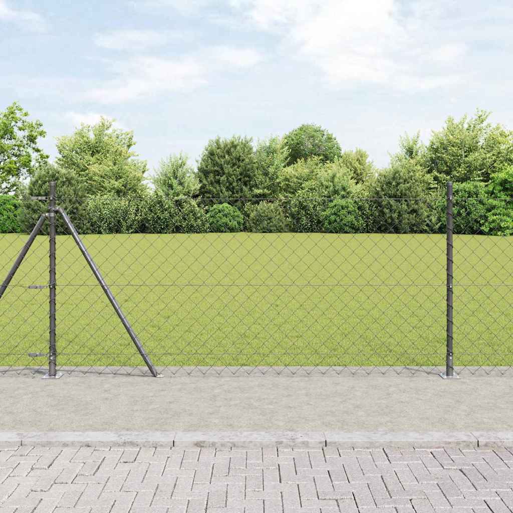 Afrasteringspaal Grijs 10 x 1 m (60 x 60 mm gaas) Staal en PVC is nu te koop bij PeponiXL, paradijselijk wonen!