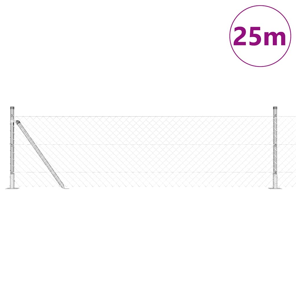 Afrasteringspaal Zilver 25 x 0,4 m (40 x 40 mm gaas) Staal is nu te koop bij PeponiXL, paradijselijk wonen!