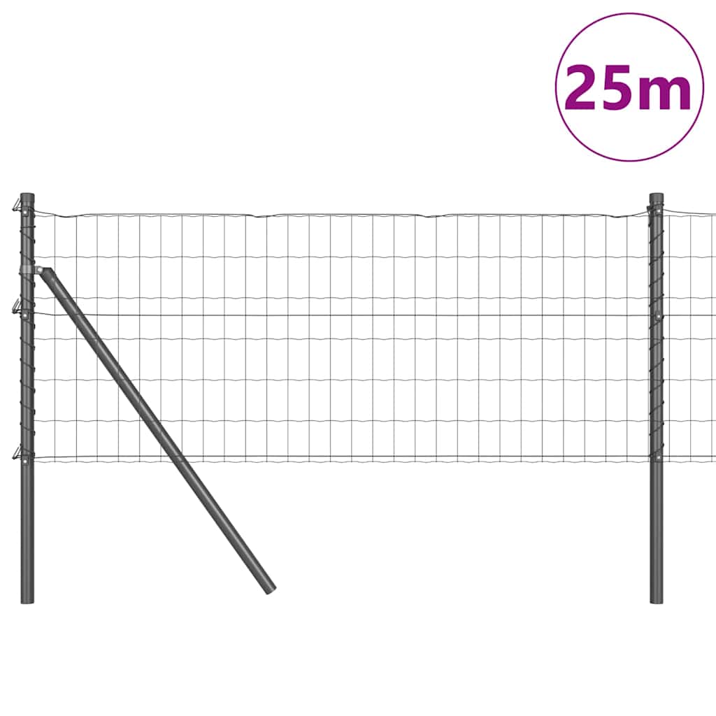 Hek met Paal Grijs 0,4 x 25 m Staal en PVC is nu te koop bij PeponiXL, paradijselijk wonen!