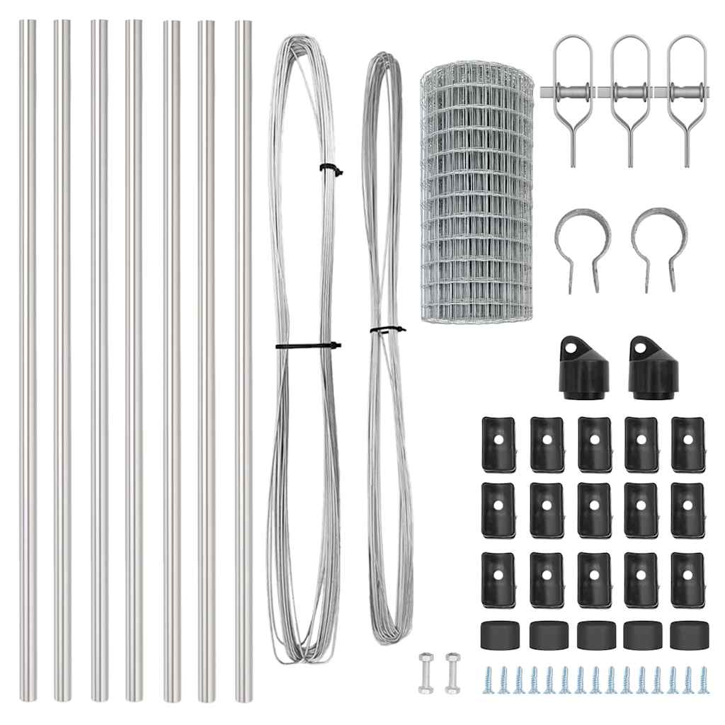 Hek met Paal Zilver 0,6 x 10 m Staal en PVC is nu te koop bij PeponiXL, paradijselijk wonen!