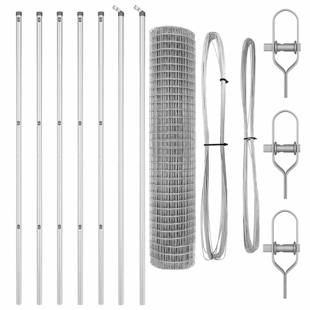 Hek met Paal Zilver 1,5 x 10 m Staal en PVC is nu te koop bij PeponiXL, paradijselijk wonen!