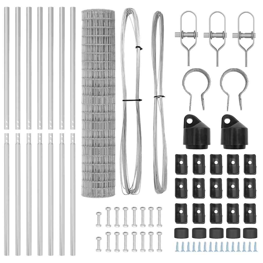 Hek met Paal Zilver 1,5 x 10 m Staal en PVC is nu te koop bij PeponiXL, paradijselijk wonen!