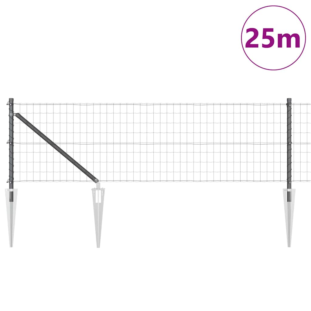 Hek met Paal Grijs 0,4 x 25 m Staal en PVC is nu te koop bij PeponiXL, paradijselijk wonen!